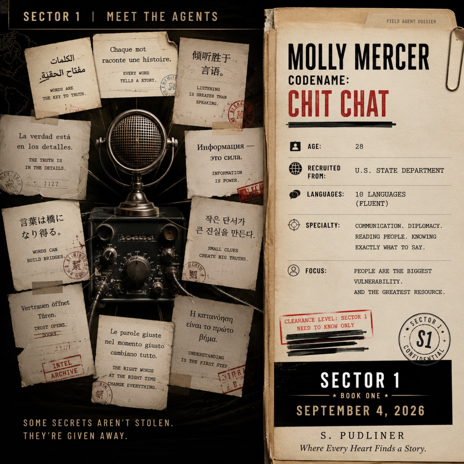 Classified personnel file for Molly Mercer, codename Chit Chat
